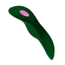 FemmeFunn Unda Panty Vibe Dark Green shown from the side, featuring ergonomic design and pink control button.