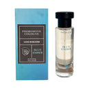 Eye of Love Bloom Attract Her Pheromone Parfum Blue Ember 1 Oz displayed in a sleek bottle and box.