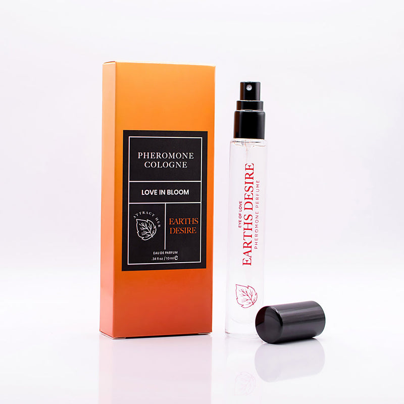 Eye of Love Bloom Attract Her Pheromone Parfum Earths Desire 0.34 Oz with box and spray bottle.