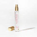 Eye Of Love Bloom Attract Him Pheromone Parfum Sunny Daze in a clear bottle with a gold cap.