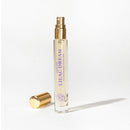 Eye Of Love Bloom Attract Him Pheromone Parfum Lilac Dream bottle with gold accents on a white background.