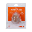 Tantus On The Go Silicone Packer Honey in packaging, featuring soft silicone and comfortable design.