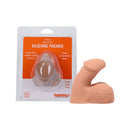 Tantus On The Go Silicone Packer Honey displayed with packaging, featuring ultra soft silicone and realistic design.