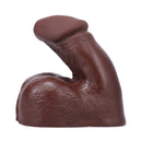 Tantus On The Go Silicone Packer Espresso side view showcasing realistic design and natural appearance.