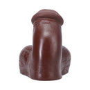Tantus On The Go Silicone Packer Espresso realistic silicone packer in espresso color with detailed texture.