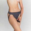 Strap-on-me Harness Lingerie Unique One Size Grey featuring a model showcasing the elegant design and functionality.