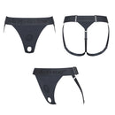 Strap-on-me Harness Lingerie Unique One Size Grey showing front and back view of harness design.