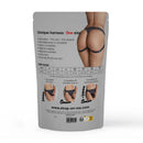 Strap-on-me Harness Lingerie Unique One Size Grey packaging showing features and size guide.