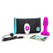 b-Vibe Rimming Petite Rotating Remote Control Plug Fuchsia with charging cable and storage pouch