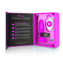 b-Vibe Rimming Petite Rotating Remote Control Plug Fuchsia in vibrant packaging with remote control.