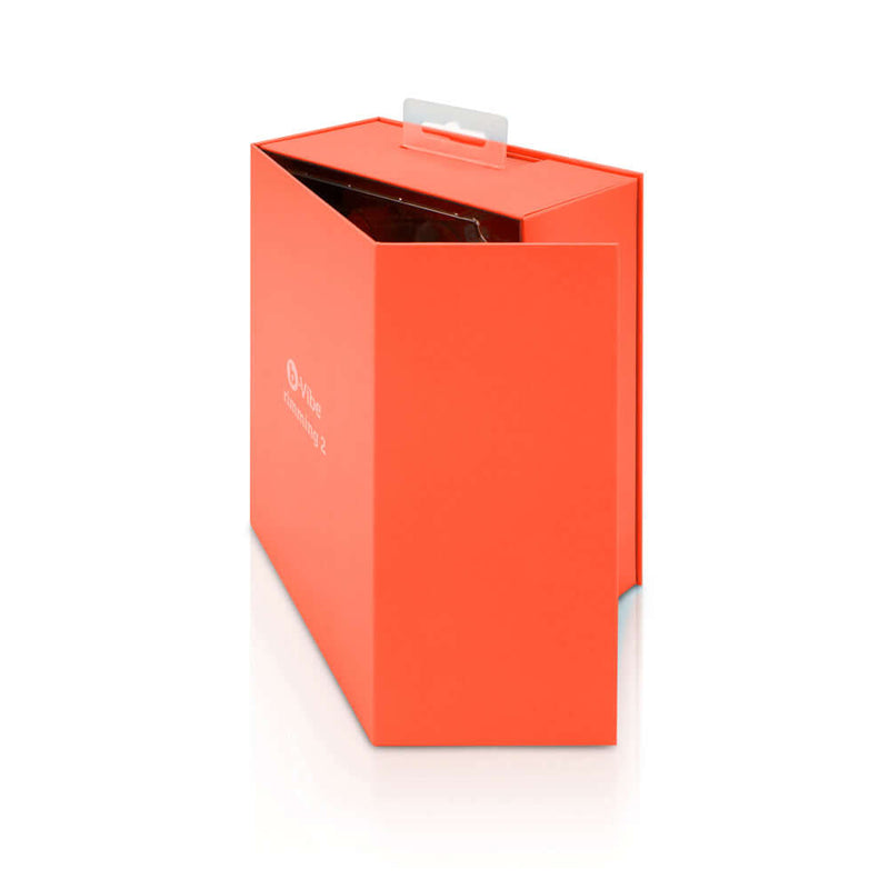 b-Vibe Rimming 2 Rotating and Vibrating Remote Control Plug Orange packaging view.