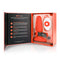 b-Vibe Rimming 2 Rotating and Vibrating Remote Control Plug Orange inside packaging with remote control view.