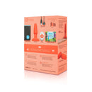 b-Vibe Rimming 2 Rotating and Vibrating Remote Control Plug Orange packaging with USB charger and remote control.