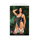 Fantasy Lingerie Vibes Eat Me Mushroom Print Bodysuit S/M model showcasing the bold design and flash reactive features.