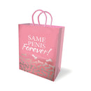 Little Genie Same Penis Forever Gift Bag Light Pink with cheeky design, perfect for bachelorette parties and bridal showers.