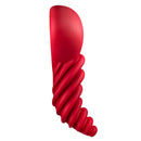 Banana Pants Luvgrind Strap-On Grinder Cushion Red, a bold red silicone pleasure accessory designed for comfort and targeted sensation.