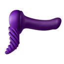 Banana Pants Luvgrind Strap-On Grinder Cushion Purple side view showcasing its unique design and smooth silicone material.