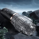 The Male Rose 2 Vibrating Sucking Masturbator Clear showcasing its sleek design and dual motor functionality.