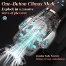 The Male Rose 2 Vibrating Sucking Masturbator Clear with one-button climax mode and double side motors for strong stimulation.