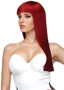 Scarlett Premium Styable Wig Red showcased on a model with a sleek hairstyle and dramatic fringe.