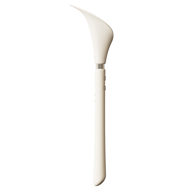 ZALO Calla Dual-Head Vibrating Wand in ivory white with elegant petal-like design for discreet personal massage.