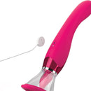 Jimmyjane Apex Suction Licking Clitoral Vibrator in vibrant pink, featuring air-driven suction and a licking tongue.