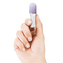 Jimmyjane Hello Touch Pro Finger Vibrator Light Purple held in hand, showcasing its compact design and silicone tip.