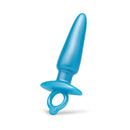 b-Vibe Butties Sleek Tapered Silicone Plug in blue, designed for comfortable anal exploration with body-safe silicone.