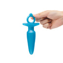 b-Vibe Butties Sleek Tapered Silicone Plug held in hand for comfortable anal exploration.