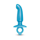 b-Vibe Butties Hither Silicone Prostate Plug in vibrant blue color, designed for targeted internal stimulation.