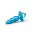 b-Vibe Butties Bounce Beaded Silicone Plug in blue silicone, designed for comfortable insertion and flexible movement.