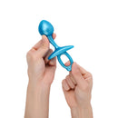 b-Vibe Butties Bulb Silicone Prostate Plug held in hands, featuring a bulb-shaped tip for targeted stimulation.