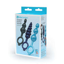 b-Vibe Beaded Butties Bundle 3-Piece Anal Plug Set packaging featuring three graduated anal plugs.