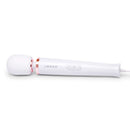 Le Wand Plug-In Vibrating Massager White showcasing its sleek design and powerful features.