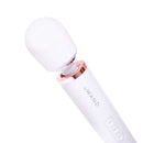 Le Wand Plug-In Vibrating Massager White close-up showing the sleek design and powerful head for intense stimulation.