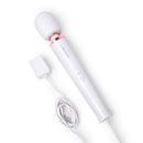Le Wand Plug-In Vibrating Massager White with cord, designed for intense vibrations and deep stimulation.