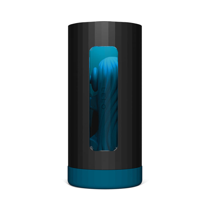 LELO F1S V3 XL Blue App Controlled Masturbator in a sleek black and blue design.