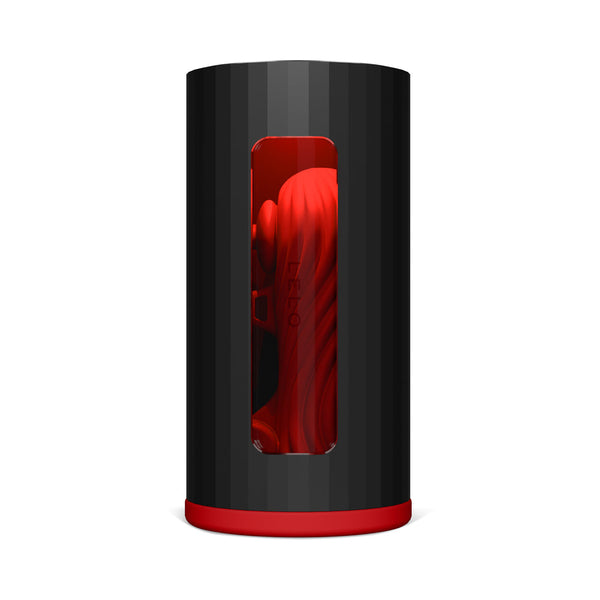 LELO F1S V3 Red App Controlled Masturbator with sleek black design and red interior showing through window.