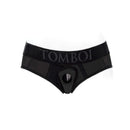 SpareParts Tomboi Cover Brief Underwear Harness Nylon Black 4XL front view on a white background.