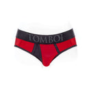 SpareParts Tomboi Cover Brief Underwear Harness Nylon Red S front view showcasing red and black design for versatile wear.