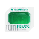 Tenga Uni Emerald Unisex Pleasure Sleeve packaging showcasing its gem-inspired design and texture for universal pleasure.