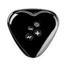 Mystim Hearts Desire eStim Lay On Vibrator Black control interface with buttons on a sleek heart-shaped design