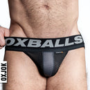 Oxballs Oxjok Airmesh Swagger Slider-strap Jock Tar Black S featuring breathable mesh and bold branded waistband.