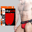 Oxballs Oxjok Hunker Comfy-pouch Slider-strap Jock Red Hot S package and model showcasing its comfort design.