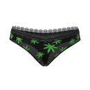Magic Silk Hazy Dayz Boy Short Pot Leaf S/M in black mesh with neon green pot leaves.