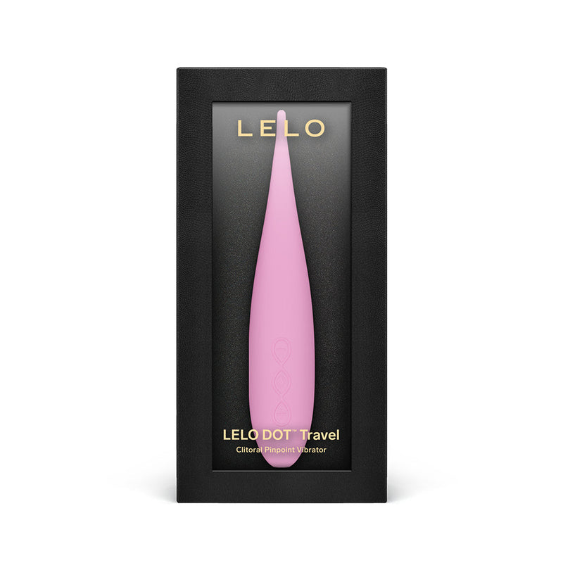 LELO DOT Travel Clitoral Pinpoint Vibrator Pink in elegant packaging, showcasing its sleek design and luxury features.