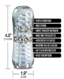 MSTR B8 Head Banger Stroker with ribbed channel and 12 metallic beads for enhanced pleasure and comfort.