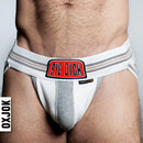 Oxballs Oxjok Bulger Pumper-sack Slider Jock White Snow S with bold Big Dick waistband design.
