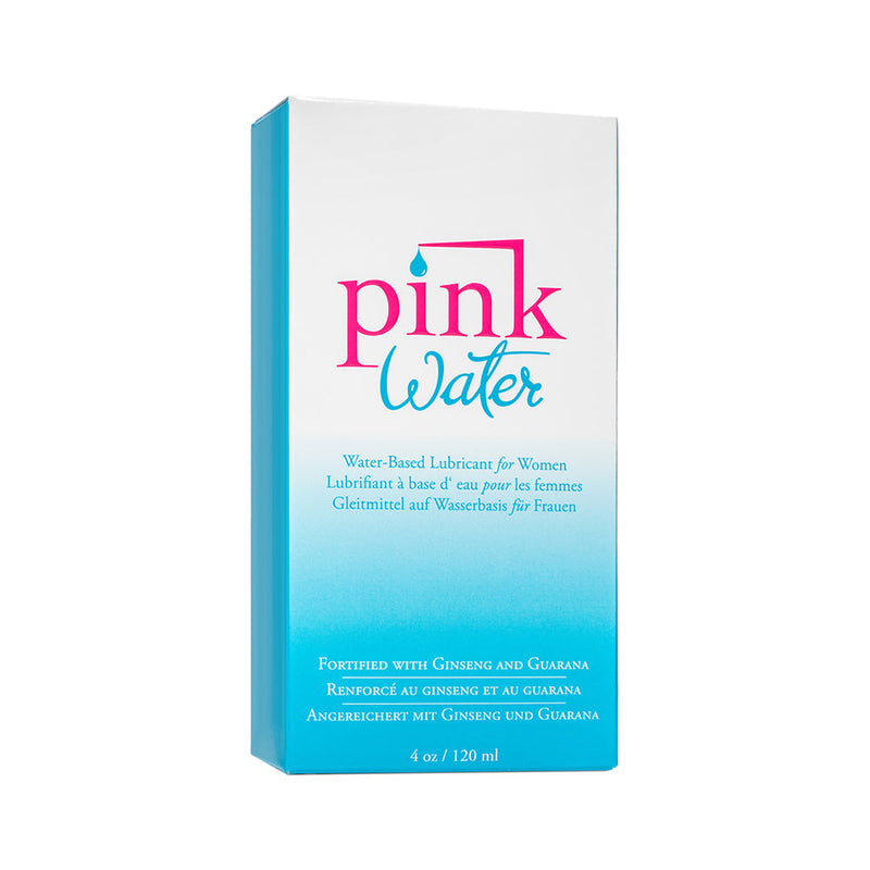Pink Water Water Based Lubricant 4 Oz Glass Bottle, premium water-based formula for comfortable use.