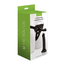 Me You Us Strap-On Harness Kit with 6 & 8 inch Dildos packaging display showing adjustable harness and dildo.